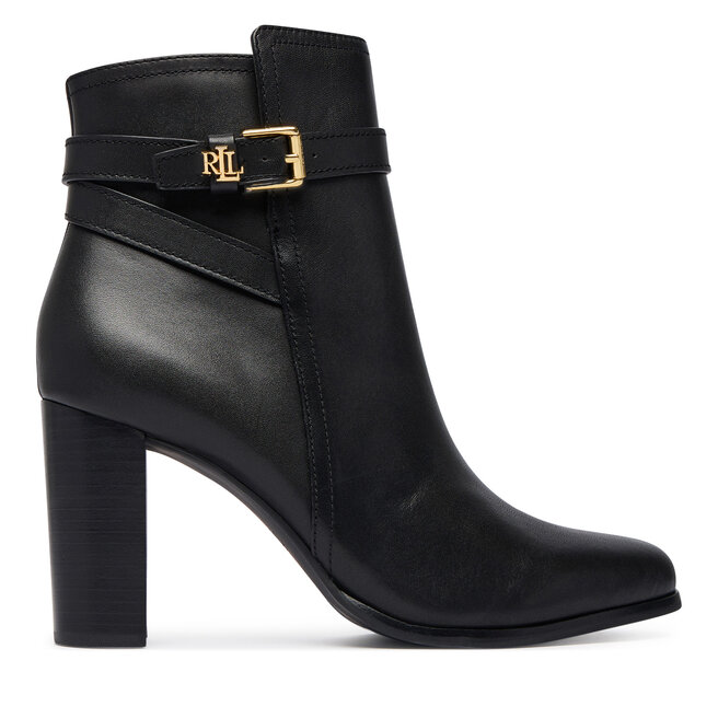Botki LAUREN RALPH LAUREN Brooke II Calfskin Bootie Heel 802974475004 Czarny