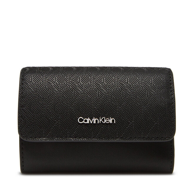 Portfel damski Calvin Klein Ck Must Aop Small Trifold W Zip - Czarny