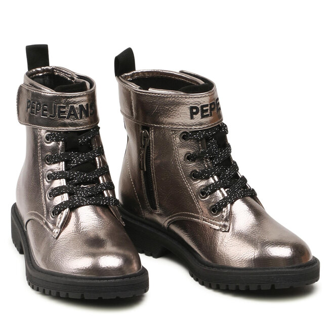 Pepe Jeans Kozačky Pepe Jeans Hatton Strap Metal PGS50168 Silver 934