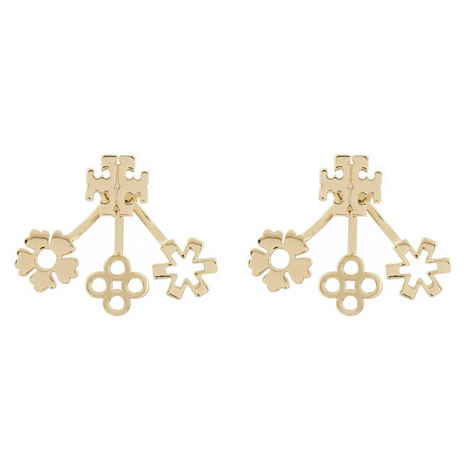 Kolczyki Tory Burch Kira Clover Front-Back Earring - Złoty