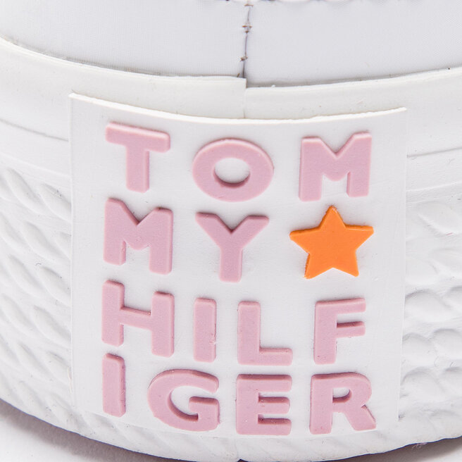 Sneakersy Tommy Hilfiger Leather Flatform Sneaker FW0FW04089 White