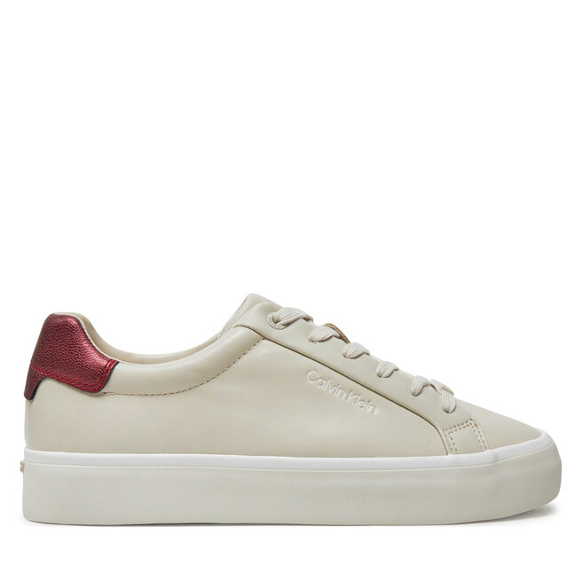 Sneakersy Calvin Klein Vulc Lace Up Saff Fox W/Met Bt - Beżowy