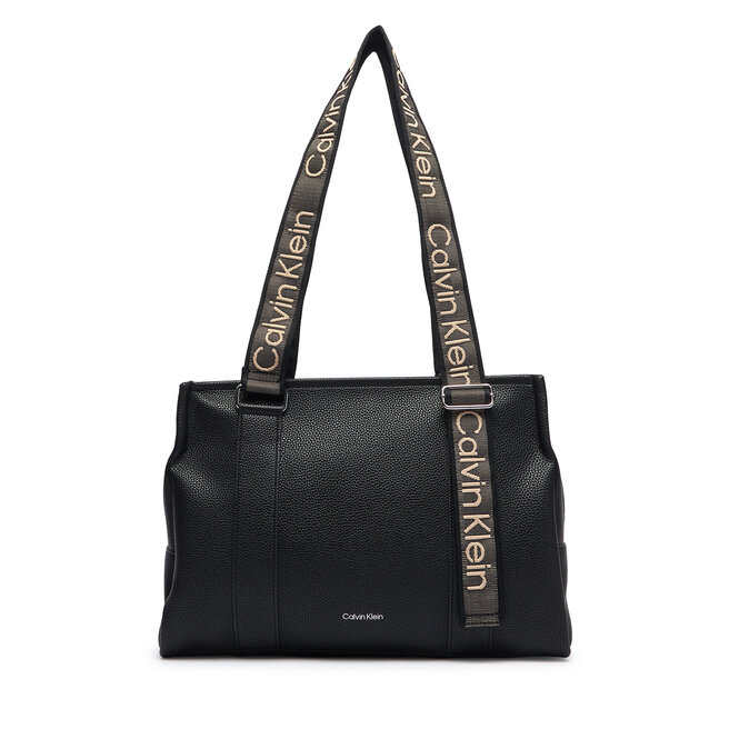 Torebka Calvin Klein Webbing Adj Strap Tote LV04F3644G Czarny -