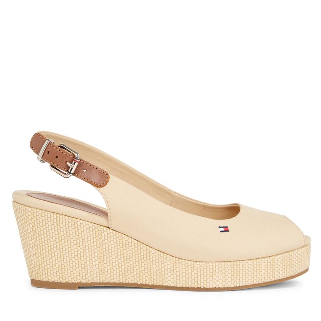 Espadryle Tommy Hilfiger Iconic Elba Sling Back Wedge - Beżowy