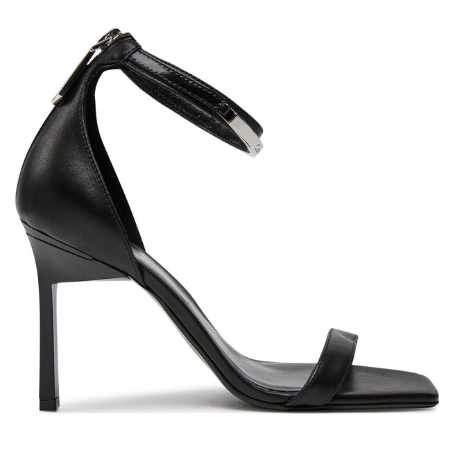 Sandały Calvin Klein Heel Sandal 90 Metal Bar Lth - Czarny