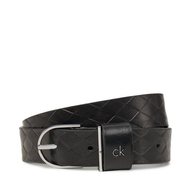 Pasek Damski Calvin Klein Ck Metal Round Buckle 2.5_Braid - Czarny
