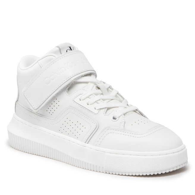 Sneakers Calvin Klein Jeans Chunky Cupsole Laceup Mid Lth Wn YW0YW00841 Bright White YAF Bright imagine noua