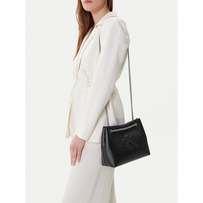 Torebka Calvin Klein Jeans Sculpted Chain Shoulder Bag LV04K3163G Czarny -