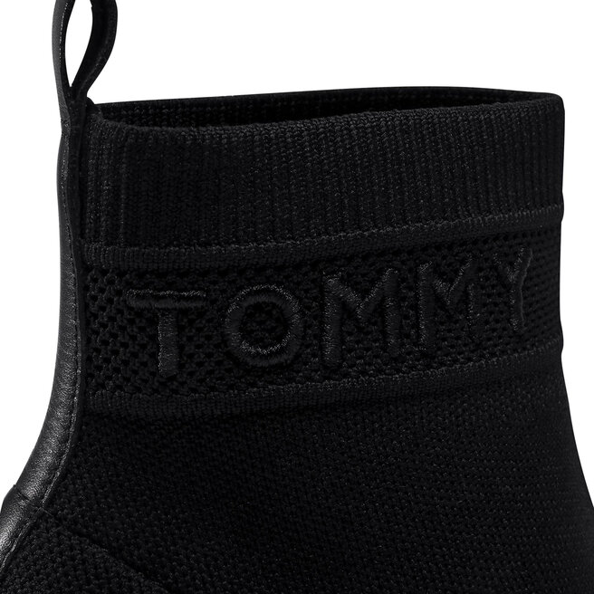 Tommy Hilfiger Botine Tommy Hilfiger Tommy Knit Kitten Heel Boot FW0FW04973 Black BDS