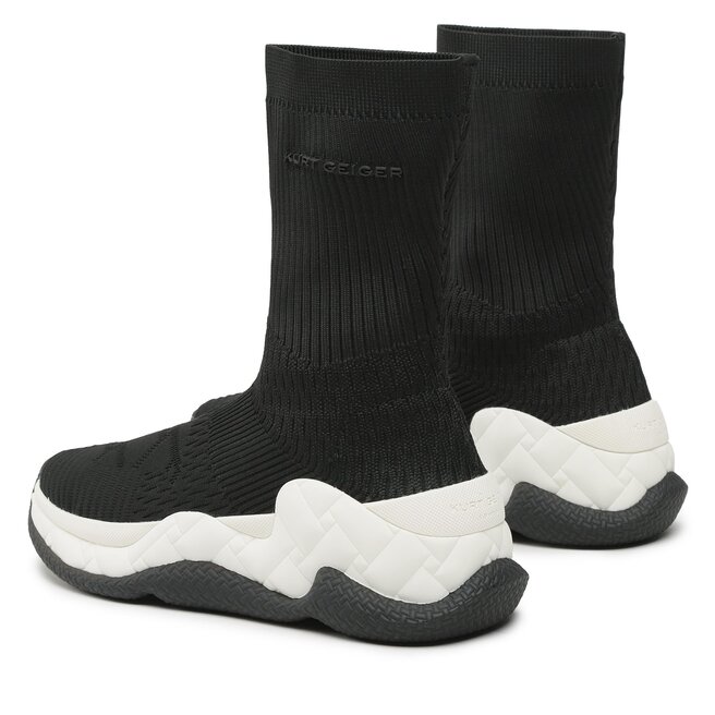 Kurt Geiger Polokozačky Kurt Geiger London Knit Sock 9106601609 Blk/White