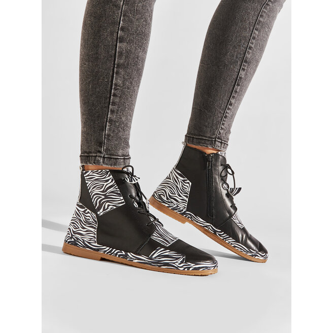 Manitu Stiefeletten Manitu 990034-01 Schwarz/Zebra