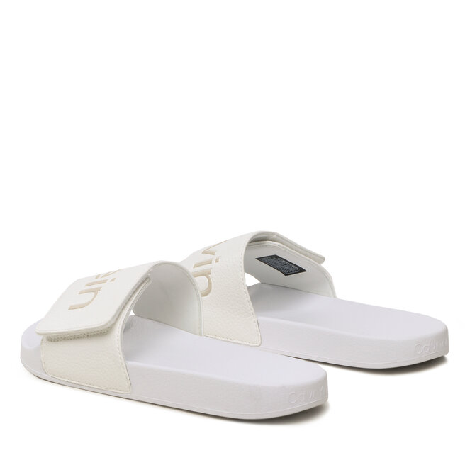 Calvin Klein Șlapi Calvin Klein Adj Pool Slide Pu HM0HM00957 Bright White YBR