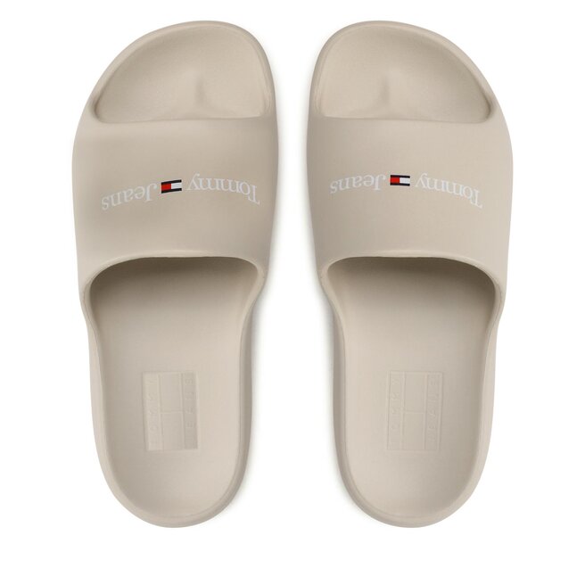 Tommy Jeans Șlapi Tommy Jeans Tjw Chunky Flatform Pool Slide EN0EN02438 Bleached Stone AEV