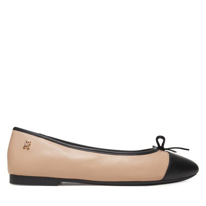 Baleriny Tommy Hilfiger Toe Cap Leather Ballerina - Écru