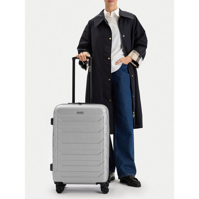 Walizka średnia GINO ROSSI C-GIN-M-003-05-SILVER Srebrny -