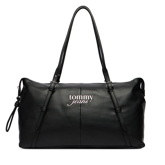 Torebka Tommy Jeans Pebble Grain Metal Logo Tote Bag AW0AW18472 Czarny -