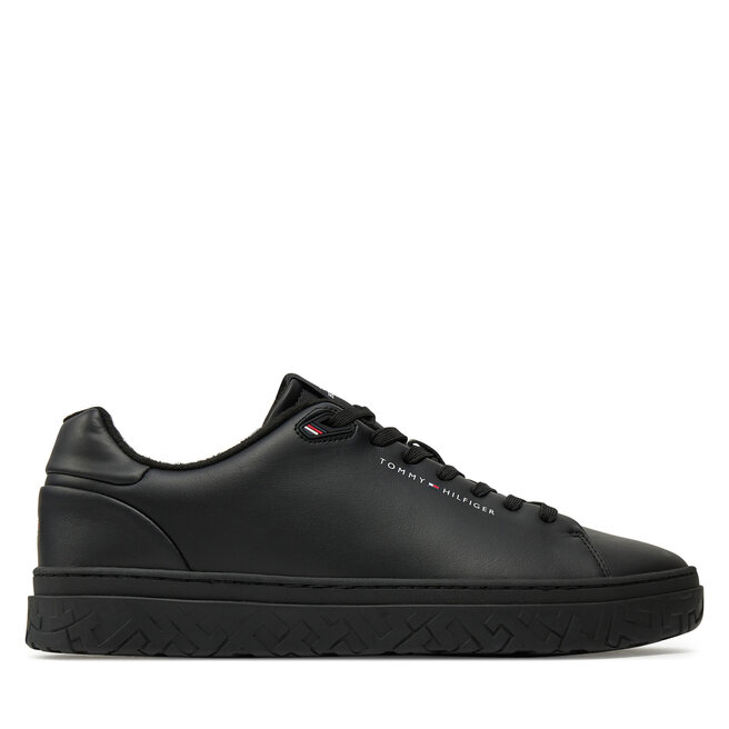 Sneakersy Tommy Hilfiger Court Thick Cupsole Leather - Czarny
