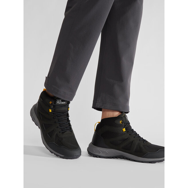 Jack Wolfskin Trekkingschuhe Jack Wolfskin Woodland 2 Texapore Mid M 4051261 6055 Black/Burly Yellow Xt