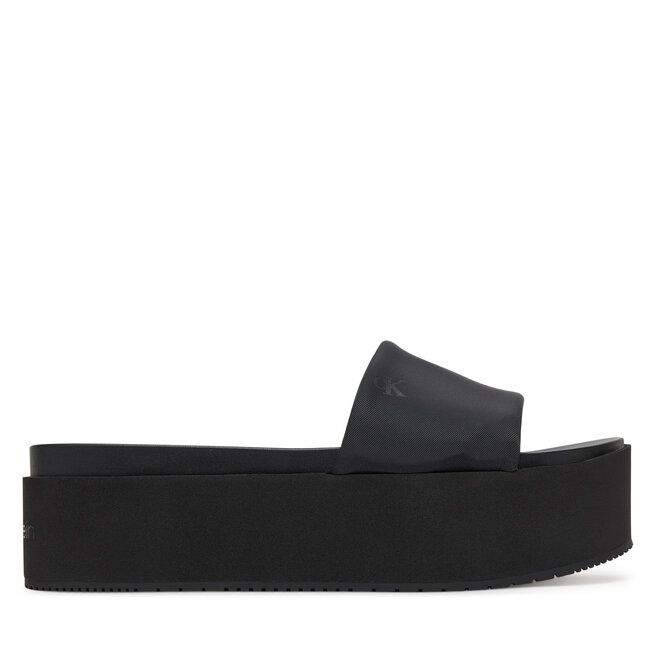 Klapki Calvin Klein Jeans Flatform Sandal Slide In Nylon - Czarny