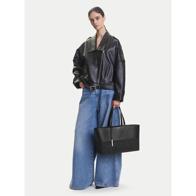 Torebka Calvin Klein Ck Mixmedia Shopper_Raffia K60K613167 Czarny -