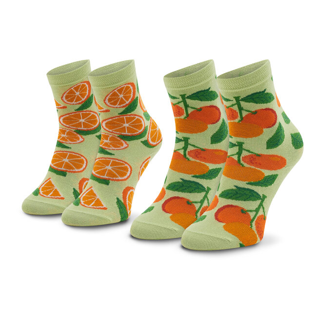 Σετ 2 ζευγάρια ψηλές κάλτσες unisex Zooksy Mixtury Pomarańczowe Πράσινο