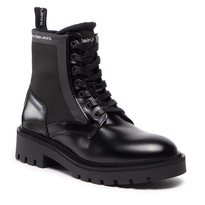 Trappers Calvin Klein Jeans Military Boot Mix Material YW0YW00673 Black BDS