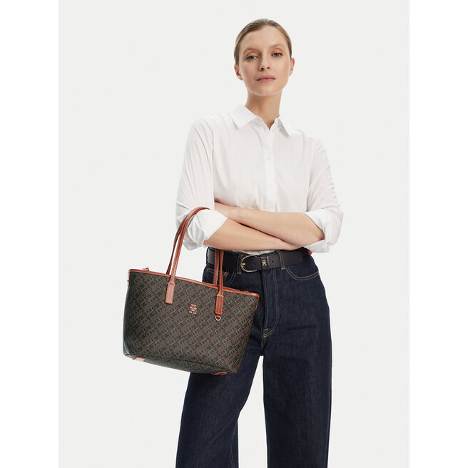 Torebka Tommy Hilfiger Th Monoplay Leather Mini Tote AW0AW17415 Czarny -