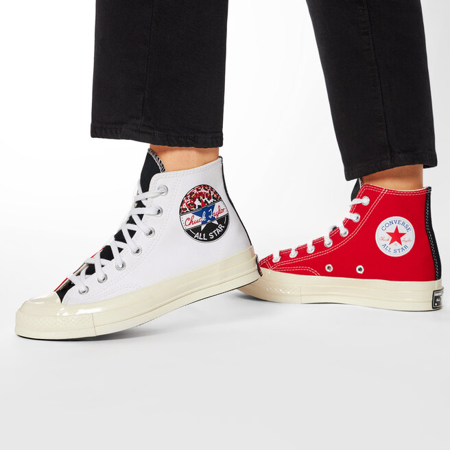 converse chuck 70 hi logo play white university red