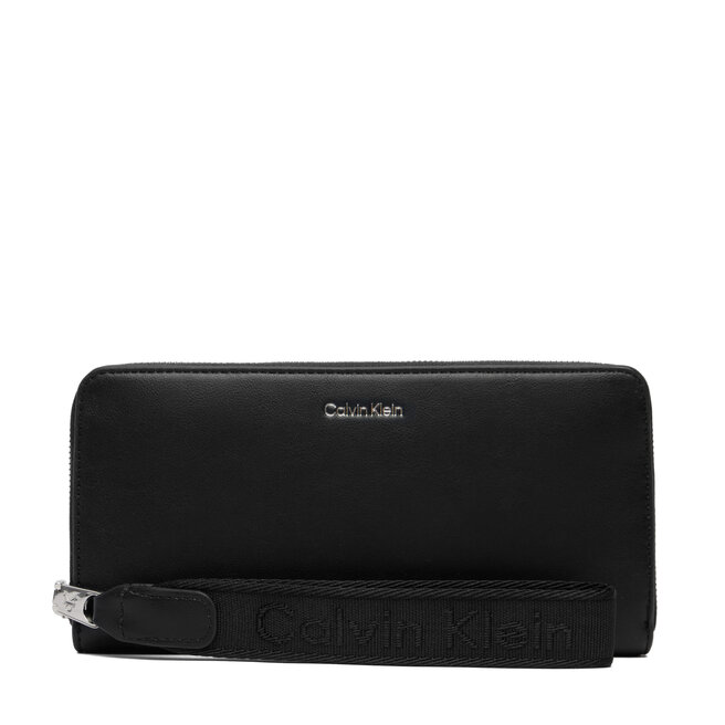 Portfel Calvin Klein Webbing Strap Long Zip Around LV04F1174G Czarny -