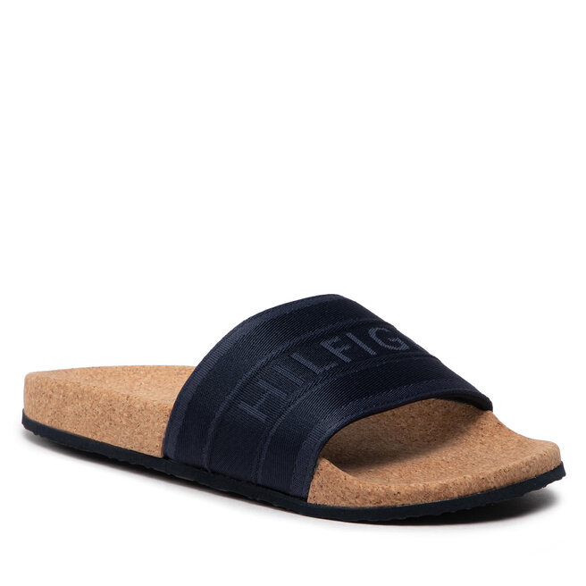 Tommy Hilfiger Papucs Tommy Hilfiger Webbing Cork Pool Slide FW0FW06525 Desert Sky DW5