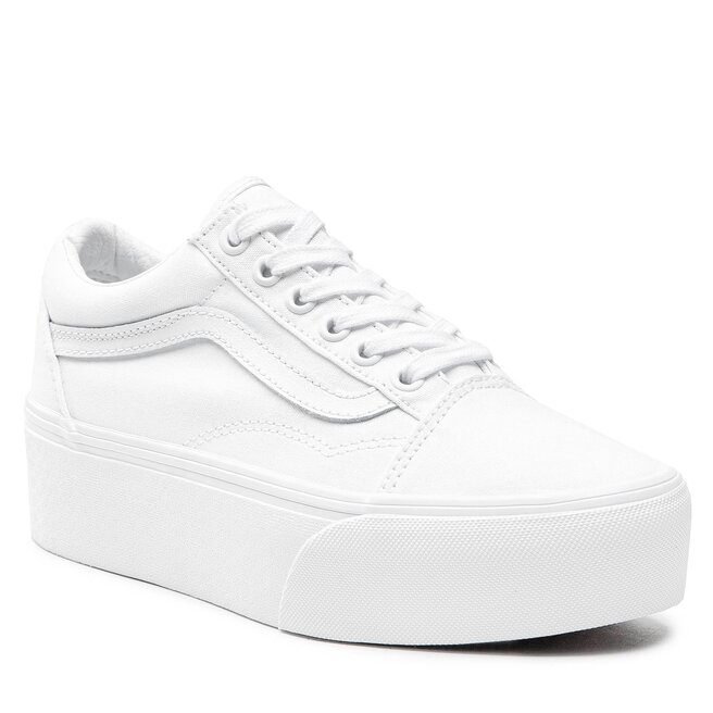 White on white old skool vans outlet