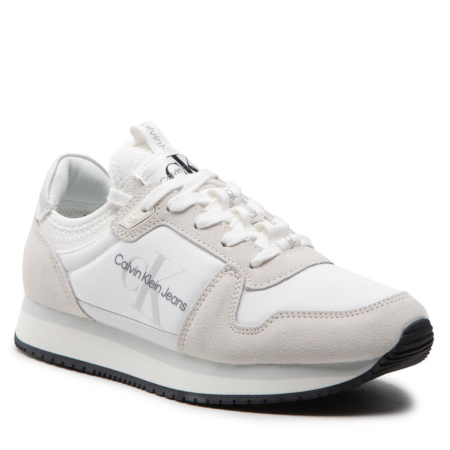 Calvin Klein Jeans Сникърси Calvin Klein Jeans Runner Sock Laceup Ny-Lth Wn YW0YW00840 Bright White YAF
