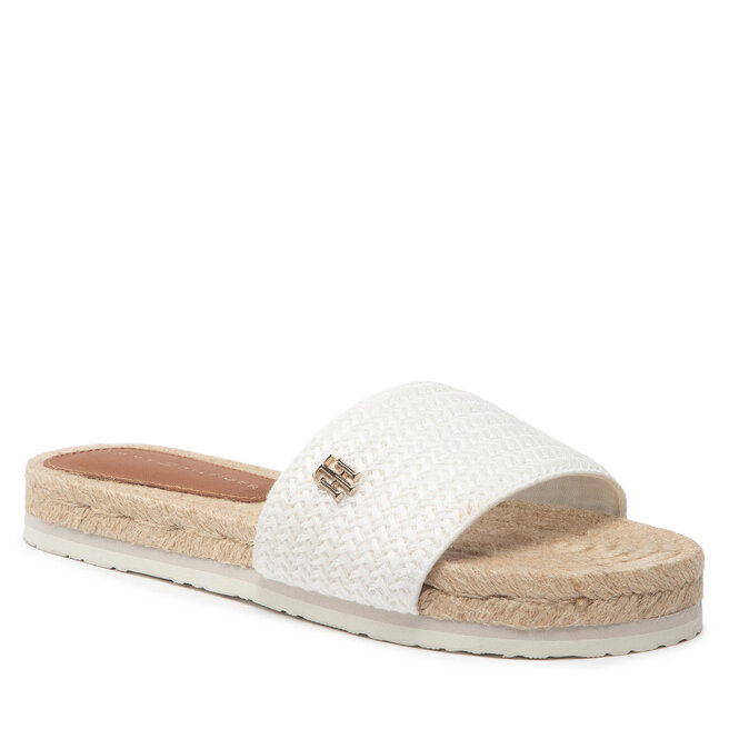 Tommy Hilfiger Espadrilles Tommy Hilfiger Th Textured Flat Sandal FW0FW06438 Ecru YBL