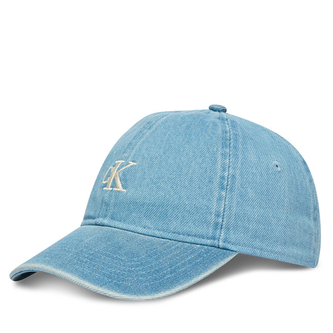 Czapka z daszkiem Calvin Klein Monogram Embroidery Denim Cap LV04G5003G Niebieski -