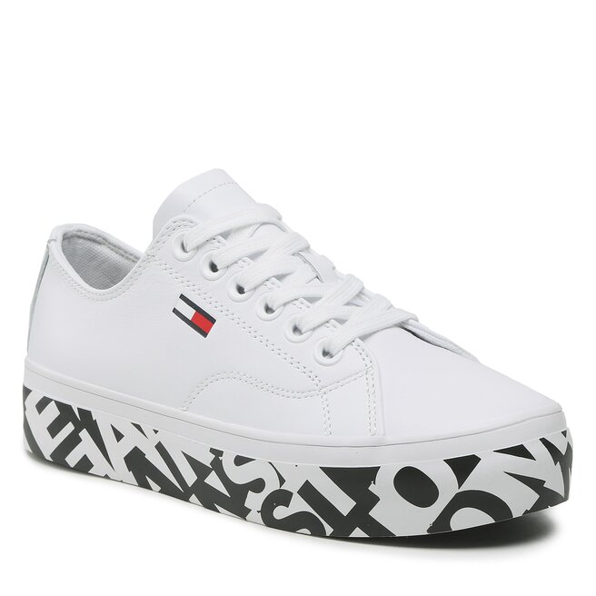Tommy Jeans Sneakersy Tommy Jeans Cupsole Print Logo EN0EN02064 White 0K4