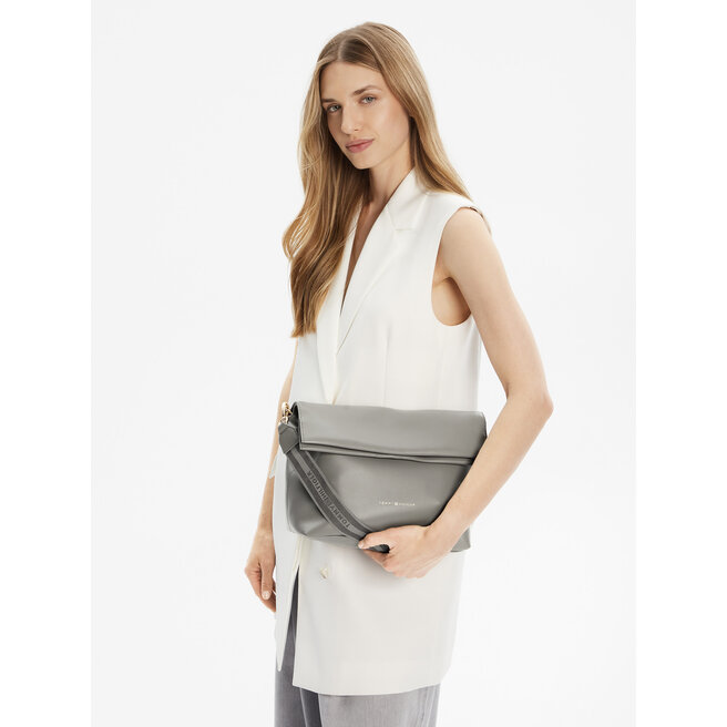 Torebka Tommy Hilfiger Th Logotape Med Crossover AW0AW17692 Szary -