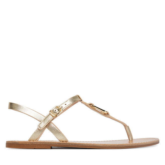 Sandały Tommy Hilfiger Leather Thong Sandal Gold FW0FW09331 Złoty - kobiece