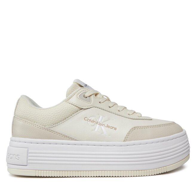 Sneakersy Calvin Klein Jeans Bold Flatf Low Lace Mix Ml Fad - Beżowy