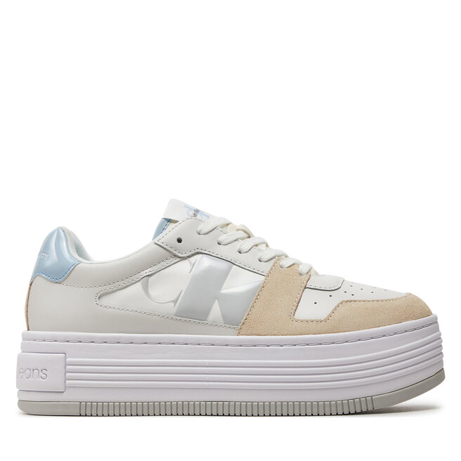 Sneakersy Calvin Klein Jeans Bold Platf Low Lace Mix Nbs Dc - Biały