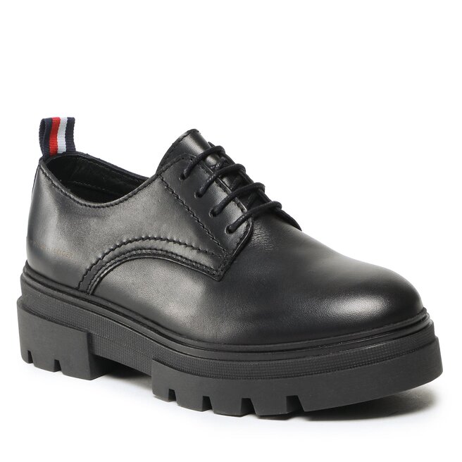 Oxford Tommy Hilfiger Leather LAce Up Shoe FW0FW06780 Black BDS BDS imagine noua