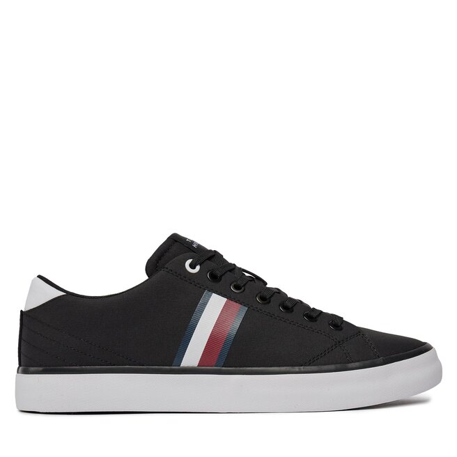 Sneakersy Tommy Hilfiger Th Hi Vulc Low Stripes Mesh - Czarny