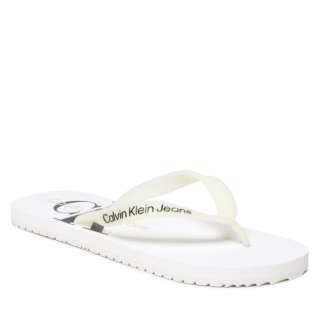 Flip flop Calvin Klein Jeans Beach Sandal Monogram Tpu YM0YM00838 White YBR Beach imagine noua