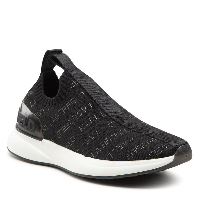 KARL LAGERFELD Sneakersy KARL LAGERFELD KL62119 Black Knit Textile W/Lt Grey