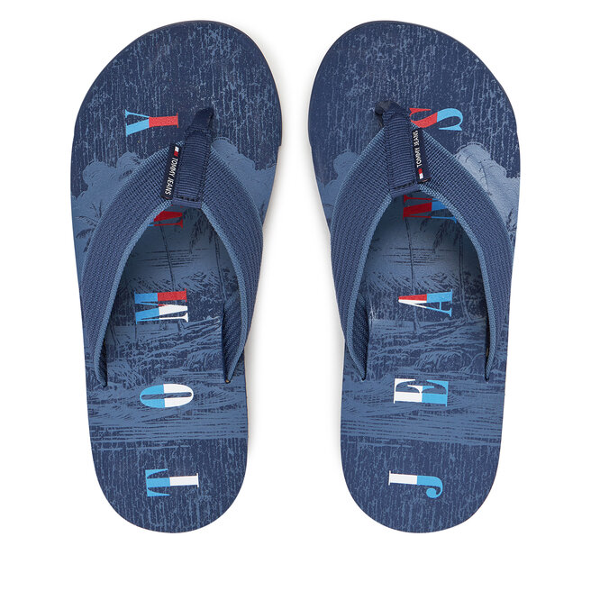 Japonki Tommy Jeans Tjm Elevated Beach Sandal - Niebieski