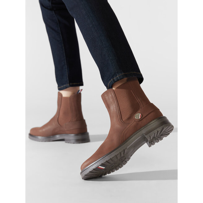 Tommy Hilfiger Боти тип челси Tommy Hilfiger Th Coin Flat Boot FW0FW06742 Truffle Brown GT7