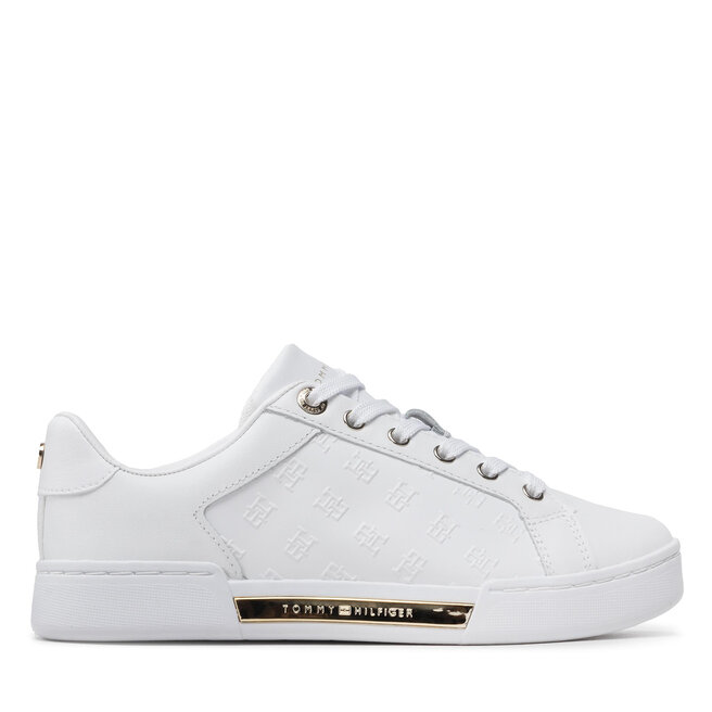 Tommy Hilfiger Sneakers Tommy Hilfiger Embossed Monogram Sneaker FW0FW06735 White/Gold 0K6