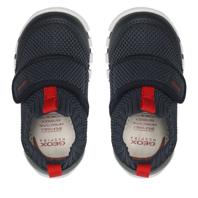 Geox B Iupidoo Boy D – Baskets Premiers Pas Bébé Garçon, Souples Amorties, Cuir Velours & Effet Cuir, Respirantes, Scratch Facile