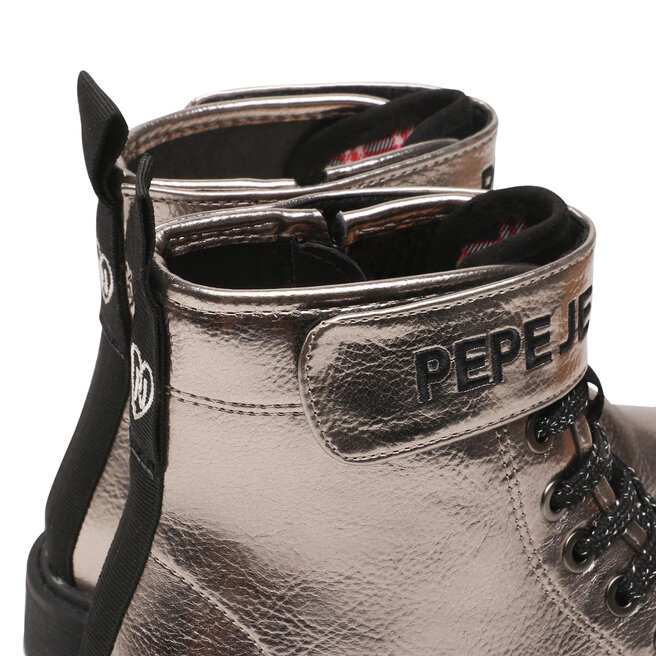 Pepe Jeans Kozačky Pepe Jeans Hatton Strap Metal PGS50168 Silver 934