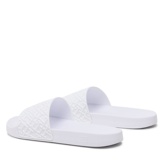 Tommy Hilfiger Șlapi Tommy Hilfiger Rubber Th Monogram Pool Slide FM0FM04464 White YBS