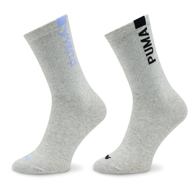 2 pares de calcetines altos para mujer Puma Women Slouch Sock 2P 938005  Grey Melange / Purple 03